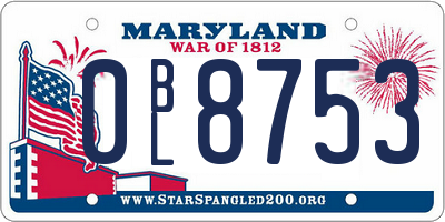 MD license plate 0BL8753