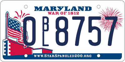 MD license plate 0BL8757