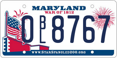 MD license plate 0BL8767