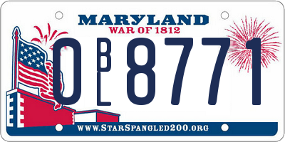 MD license plate 0BL8771