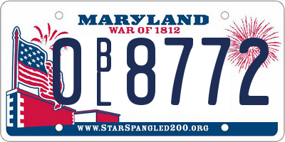 MD license plate 0BL8772