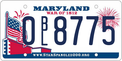 MD license plate 0BL8775