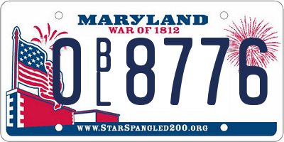 MD license plate 0BL8776