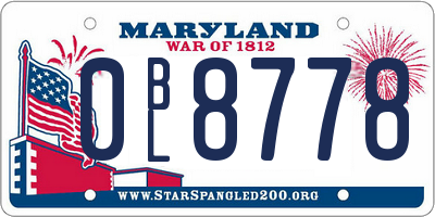 MD license plate 0BL8778
