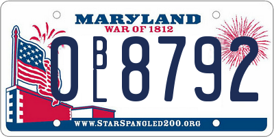MD license plate 0BL8792