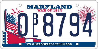 MD license plate 0BL8794