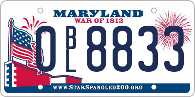 MD license plate 0BL8833