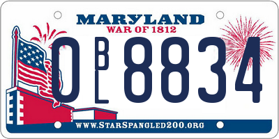 MD license plate 0BL8834