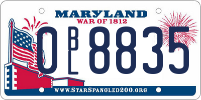 MD license plate 0BL8835
