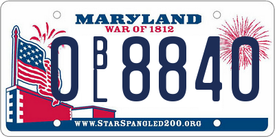 MD license plate 0BL8840