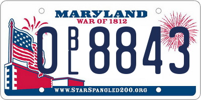 MD license plate 0BL8843