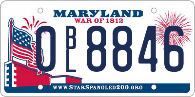 MD license plate 0BL8846