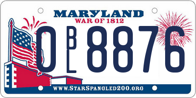 MD license plate 0BL8876