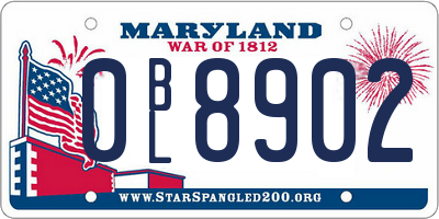MD license plate 0BL8902