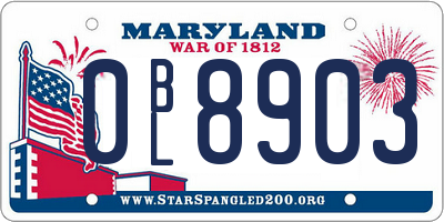 MD license plate 0BL8903
