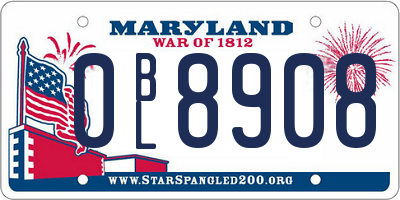 MD license plate 0BL8908