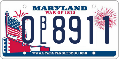 MD license plate 0BL8911