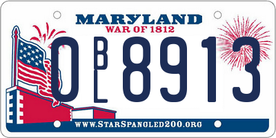MD license plate 0BL8913