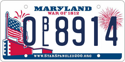 MD license plate 0BL8914