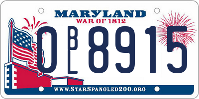 MD license plate 0BL8915