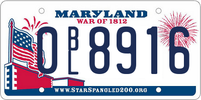 MD license plate 0BL8916