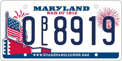 MD license plate 0BL8919