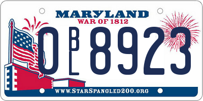 MD license plate 0BL8923
