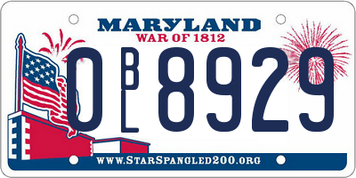 MD license plate 0BL8929