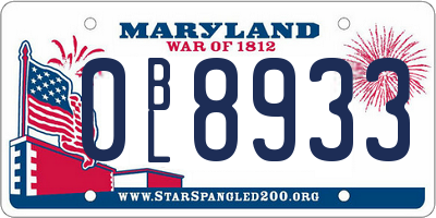 MD license plate 0BL8933