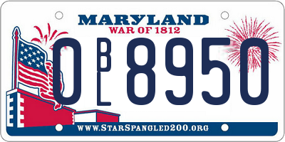 MD license plate 0BL8950