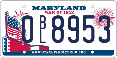MD license plate 0BL8953