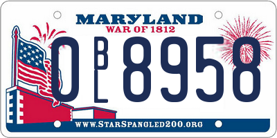 MD license plate 0BL8958