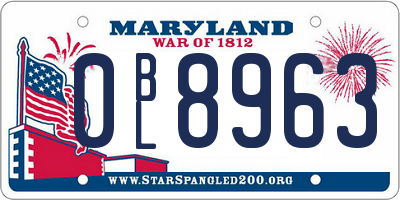 MD license plate 0BL8963