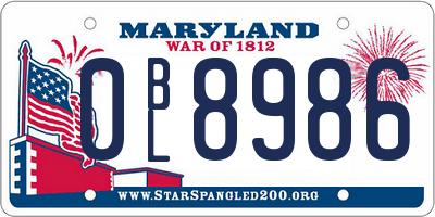 MD license plate 0BL8986