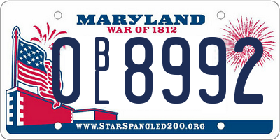 MD license plate 0BL8992