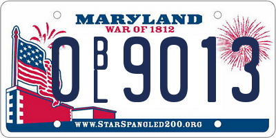 MD license plate 0BL9013