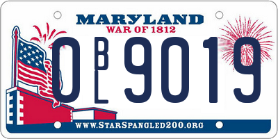 MD license plate 0BL9019
