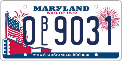 MD license plate 0BL9031