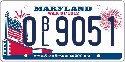 MD license plate 0BL9051