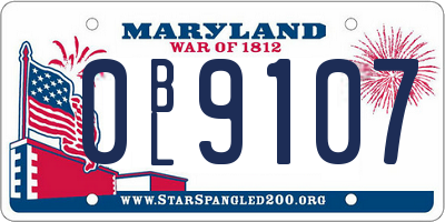 MD license plate 0BL9107