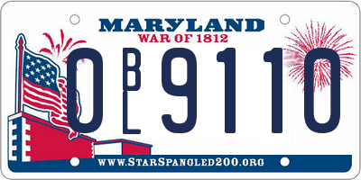 MD license plate 0BL9110