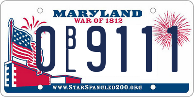 MD license plate 0BL9111