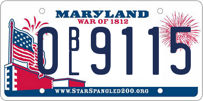 MD license plate 0BL9115