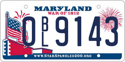 MD license plate 0BL9143