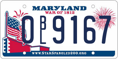 MD license plate 0BL9167