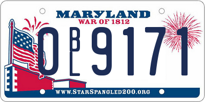 MD license plate 0BL9171