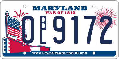 MD license plate 0BL9172