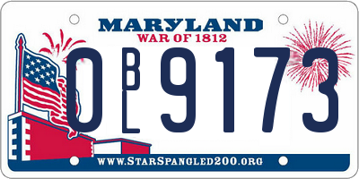 MD license plate 0BL9173