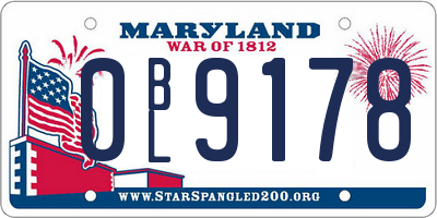 MD license plate 0BL9178