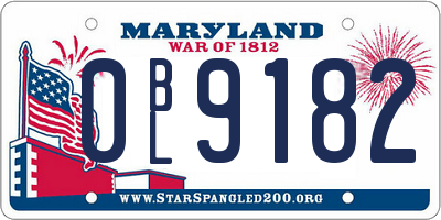 MD license plate 0BL9182
